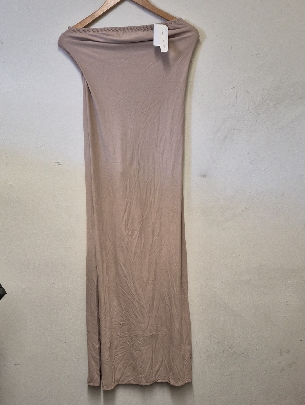 Farr West Strapless Maxi Lingerie Slip in Light Taupe Size S